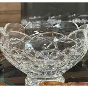 Vintage Waterford Crystal Footed Bowl Scalloped Rim Cut Glass Elegant Serving 9"